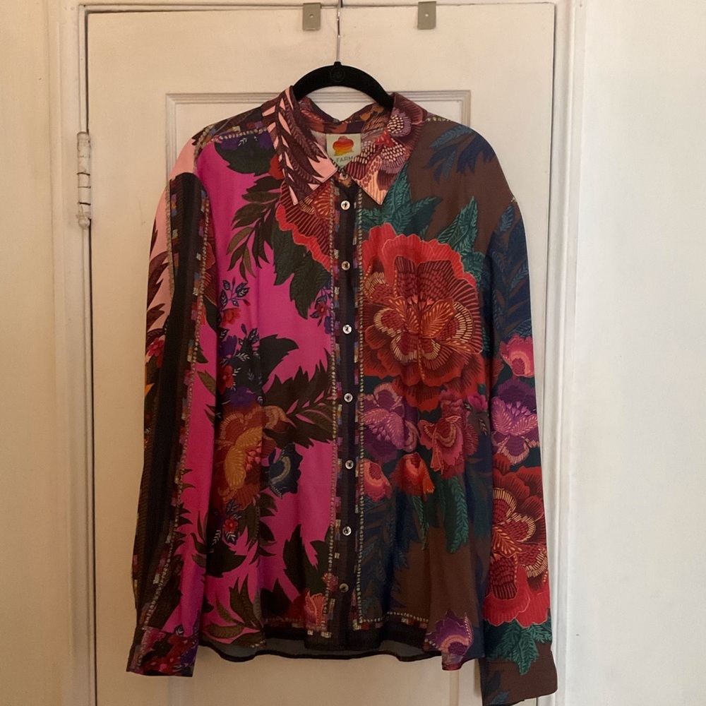 COPY - Farm Rio Scarf Print Long Sleeve Shirt XL